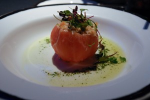 Disney Alaska Cruise Food Dungeness Crambmeat Stuffed Tomato | domesticated-engineer.com