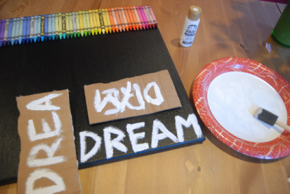 DIY Crayon Art with black background dream