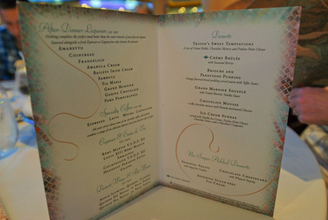 Disney Alaska Cruise Tritons Dinner Dessert Menu