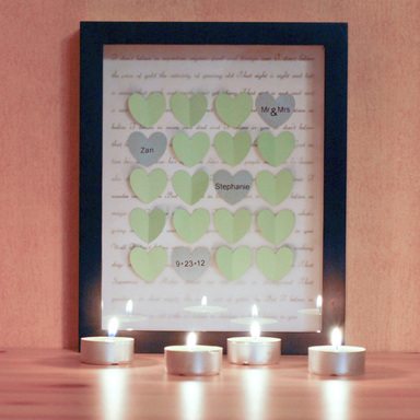 Paper hearts, shadow box and wedding first dance song