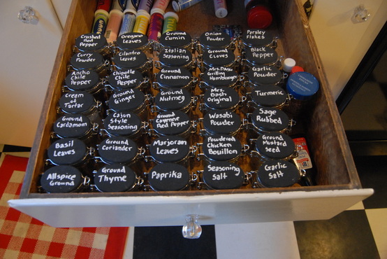 chalkboard paint spice jar drawer