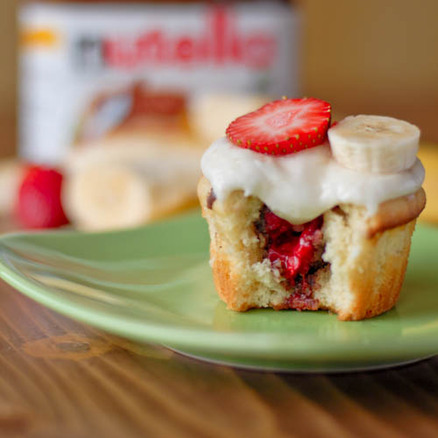 strawberry banana nutella crepe cupcakes
