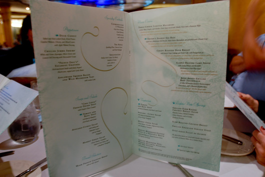 Disney Alaska Cruise Tritons Dinner menu
