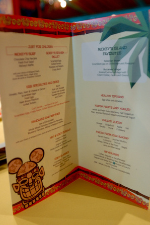 Character breakfast menu Disney Alaska Cruise